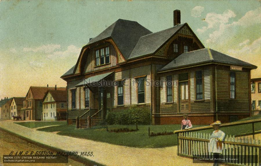 Postcard: Boston & Maine Railroad Station, Maynard, Massachusetts